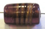 glaskraal ton 15x9mm amethyst/goudstreep 5st.