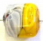 glaskraal 15x11mm geel/wit millifiory p.st