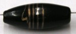 glaskraal ovaal 25x10mm zwart/ goudstreep per 5