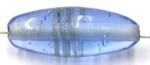 glaskraal ovaal 25x10mm blauw/goudstreep per 5