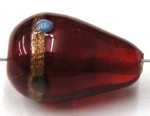 glaskr. druppel 19x13mm rood goudstreep p.st