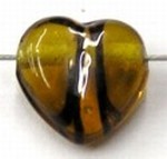glaskraal hartje 11x10mm topaas/zwart 5st
