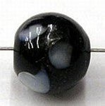 glaskraal rond 9mm zwart stippen 5st