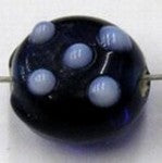 glaskr. plat 9x6mm blauw witte pukkels 5st
