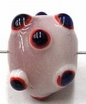glaskraal pukkels 13mm rose rood/witte ogen 5st