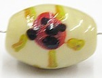 glaskraal 20x14mm beige zwart/rood 5st