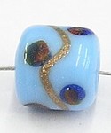 glaskraal ton 10x10mm turkoois bewerkt 20st.