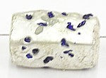 glaskr.22x11mm silverfoil blauwe spikkels 5st