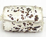 glaskr.22x11mm silverfoil bruine spikkels 5st