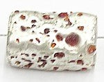 glaskr.26x18x10mm silverfoil rode spikkels 5st