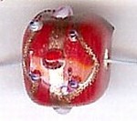 Glaskraal blokje 11mm rood/goud 10st