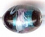 Glaskraal ovaal 14mm blauw/zwart 15st