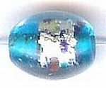Glaskraal ovaal 14mm lichtblauw silverfoil 15st