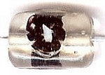 Glaskraal rechthoek 15x10mm zwarte bloem 5st