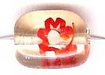 Glaskraal rechthoek 15x10mm oranje bloem 15st