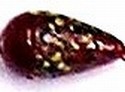 Glaskraal druppel 18mm rood met spikkels 5st