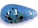 Glaskraal druppel 18mm aqua met spikkels 5st
