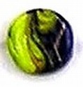 Glaskraal schijf 14mm geel/blauw/goud 5st