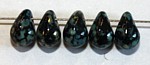 Glasdruppel 4x6mm zwart/ travertin 50st.