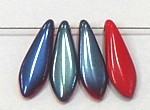 Glasdruppel 5x16mm coralred/azuro 25st.