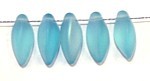 Glasdruppel 6x12mm twist mat aqua AB 25st.
