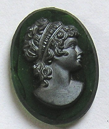 Camee 30x22mm groen/antraciet geverfd
