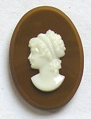 Camee 25x18mm bruin/wit
