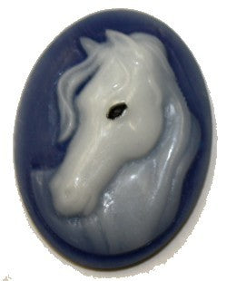 Camee 40x30mm blauw met paardenhoofd p.st.