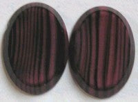 Cabochon 25mm afgeplat cerise zwarte strepen 2st.