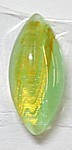 glascabochon15x7mm l.groen/goudstreep p5 stuks