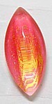 Glascaboucon ovaal 15x8mm rose/goudstreep 5 stuks