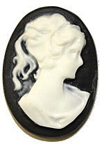 Camee 25x18mm zwart met wit p.st.