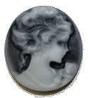 Camee 19x17mm zwart met transp.wit p.st.