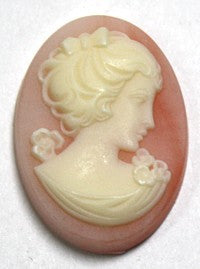 Camee 25 x 18mm rose/wit gezicht per stuk