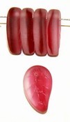 Glashanger bladvorm 8,5x14mm tr.mat roze gevl. 25s