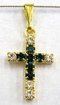 Kruisje 18x13mm goudkl. kristal/groen