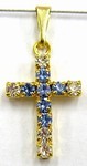 Kruisje 18x13mm goudkl. kristal/lichtblauw