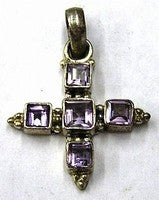 Hanger kruis 27mm zilver 925 amethyst steen