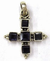 Hanger kruis 27mm zilver 925 d.amethyst steen