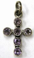 Hanger kruis 27mm zilver 925 amethyst steen