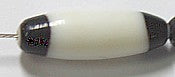 Glaskraal 22x8mm ovaal zwart/wit 10st.