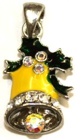 Swarovski bedel Kerstklok geel + kettinghanger