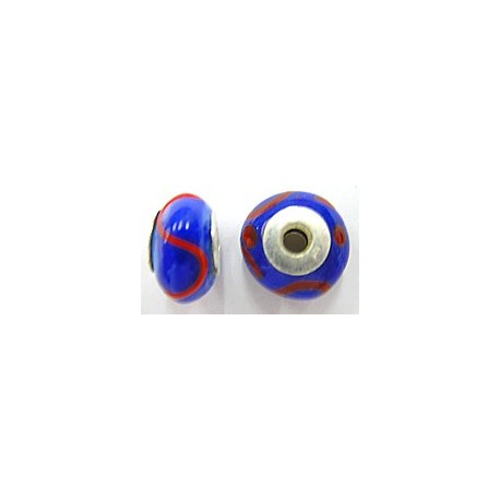 Pandorastyle 17mm blauw/rood 925 zilverkern