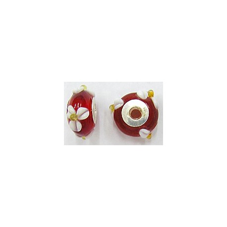 Pandorastyle 18mm tr.rood/wit 925 zilverkern