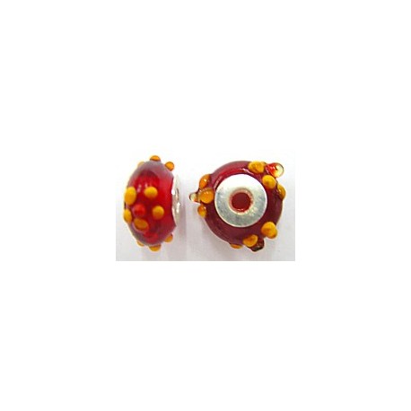 Pandorastyle 18mm tr.rood/oranje 925 zilverkern