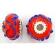 Pandorastyle 18mm rood/blauw verzilverde kap