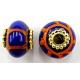 Pandorastyle 18mm blauw/oranje verzilverde kap