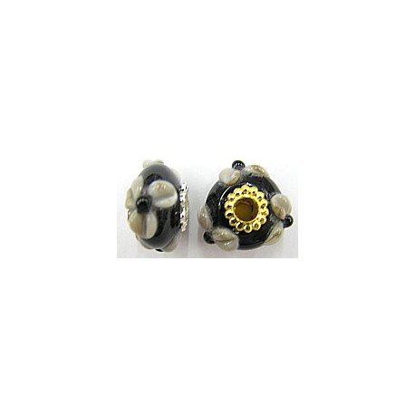 Pandorastyle 20mm zwart/grijs VERGULDE kap