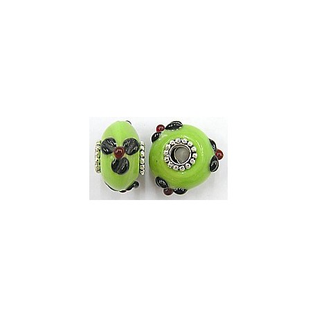 Pandorastyle 20mm groen/zwart verzilverde kap