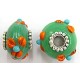 Pandorastyle 20mm aqua/oranje verzilverde kap